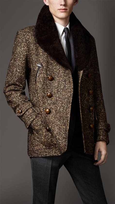 burberry military pea coat with detachable shearling collar|Burberry Men's Pea Coats for Sale .